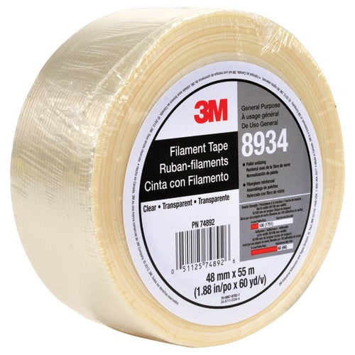 Tartan Filament Tape 8934 Clear 48 mm × 55 m 4 mil Individually Wrapped Conveniently Packaged - Industrial Tool & Supply