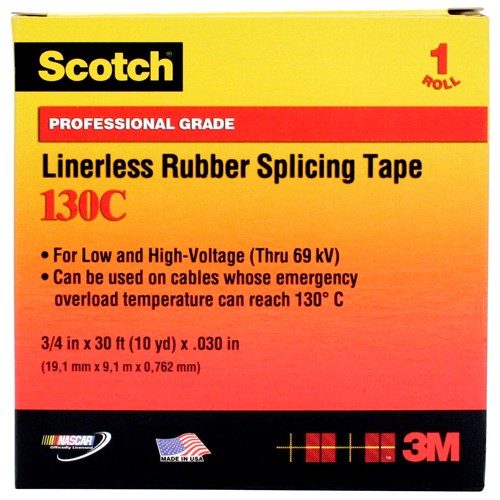 Scotch Linerless Rubber Splicing Tape 130C 1″ × 10 ft Black - Industrial Tool & Supply