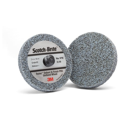 Scotch-Brite Roloc Deburr and Finish PRO Unitized Wheel TR 2″ × 1/4″ x NH 6C MED+ - Industrial Tool & Supply
