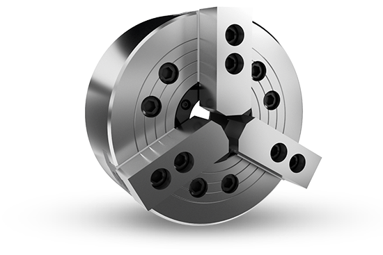 Auto Strong N-200 Series 3-jaw through-hole power chuck (adapter excluded) - Part # N-208 - Exact Industrial Supply