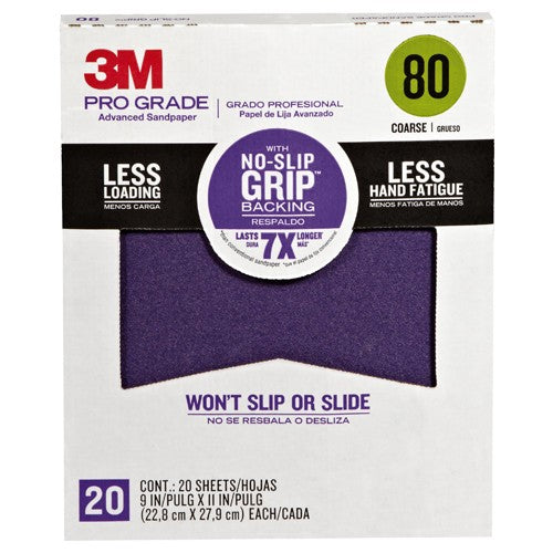 ‎3M Pro Grade Precision Faster Sanding Sanding Sheets 80 grit Coarse 27080TRI-20 9″ × 11″ - Industrial Tool & Supply