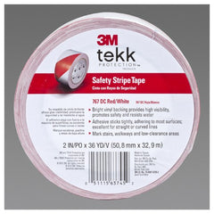 3M Safety Stripe Vinyl Tape 767 Red/White 2″ × 36 yd 5 mil Individually Wrapped Conveniently Packaged - Industrial Tool & Supply