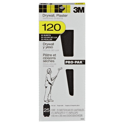 3M Pro-Pak Drywall Sanding Sheet 99430 4.1875″ × 11.25″ 120C Grit - Industrial Tool & Supply