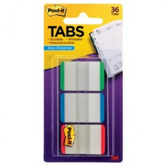 Post-it Durable Tabs 686L-GBRT 1 in. × 1.5 in. Green Blue Red 6 pk/ inner 24 pk/cs - Industrial Tool & Supply