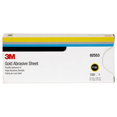 3M Gold Abrasive Sheet 02553 P180 grade 3 2/3″ × 9″ 100 sheets per sleeve - Industrial Tool & Supply