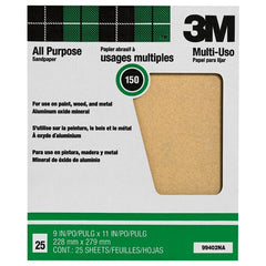 3M Aluminum Oxide Sandpaper 99402NA 9″ × 11″ 150 grit - Industrial Tool & Supply