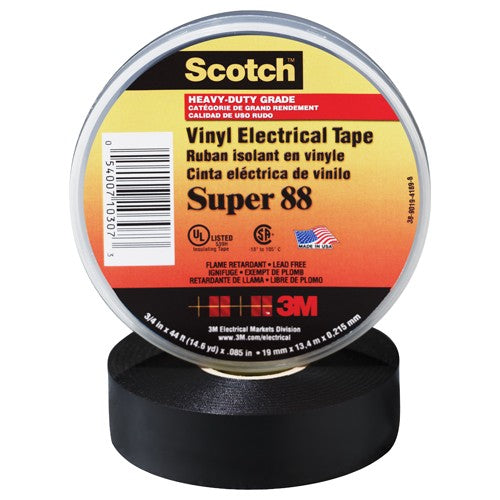 Scotch Vinyl Electrical Tape Super 88 1″ × 36 yd Black - Industrial Tool & Supply