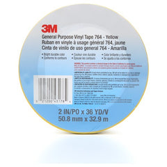 3M General Purpose Vinyl Tape 764 Yellow 2″ × 36 yd 5 mil Individually Wrapped Conveniently Packaged - Industrial Tool & Supply