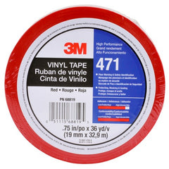 3M Vinyl Tape 471 Red 3/4″ × 36 yd 5.2 mil Individually Wrapped Conveniently Packaged - Industrial Tool & Supply