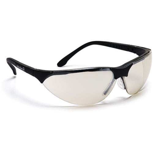 Safety Glasses - Mirror Lens, Black Frame Rendezvous Style - Industrial Tool & Supply