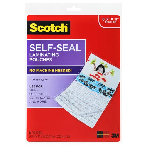 ‎Scotch Self-Sealing Laminating Pouches LS854-5G 9.0″ × 11.5″ × 0″ (231 mm × 293 mm) - Industrial Tool & Supply