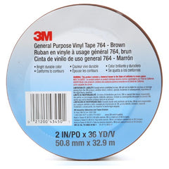 3M General Purpose Vinyl Tape 764 Brown 2″ × 36 yd 5 mil Individually Wraped Conveniently Packaged - Industrial Tool & Supply