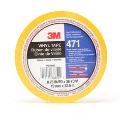 3M Vinyl Tape 471 Yellow 3/4″ × 36 yd 5.2 mil Individually Wrapped Conveniently Packaged - Industrial Tool & Supply