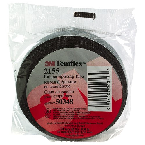 3M Temflex Rubber Splicing Tape 2155 3/4″ × 22 ft Black - Industrial Tool & Supply