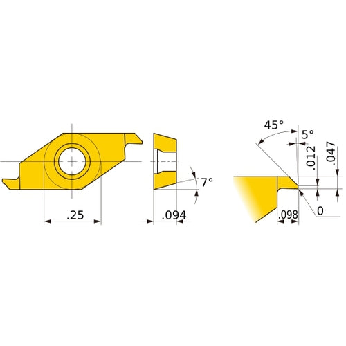CSVT 12 B VP15KZ, 2.38 mm Thick, 6.35 mm Inscribed Circle, Turning Indexable Insert