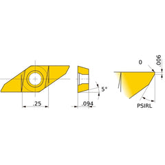CSVT 30 B VP15KZ, 2.38 mm Thick, 6.35 mm Inscribed Circle, Turning Indexable Insert