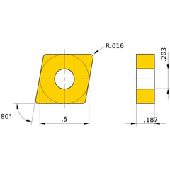 CNGA 431 flat_top MB730, 0.4 mm Corner Radius, 4.76 mm Thick, 12.7 mm Inscribed Circle, Turning Indexable Insert