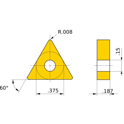 TNGA 330.5 flat_top BC8120, 0.2 mm Corner Radius, 4.76 mm Thick, 9.525 mm Inscribed Circle, Turning Indexable Insert