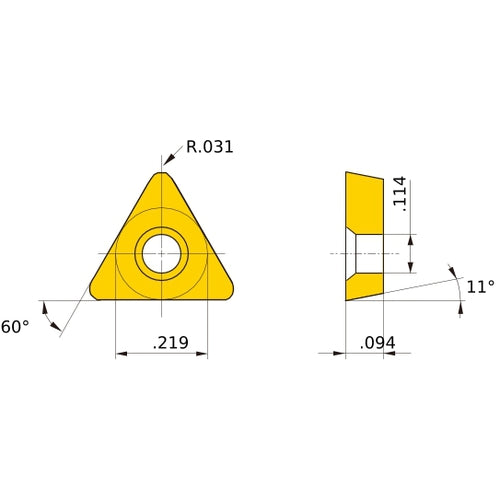 TPGB 1.81.52 flat_top BC8105, 0.8 mm Corner Radius, 2.38 mm Thick, 5.56 mm Inscribed Circle, Turning Indexable Insert