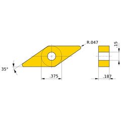 VNGA 333 flat_top BC8110, 1.2 mm Corner Radius, 4.76 mm Thick, 9.525 mm Inscribed Circle, Turning Indexable Insert