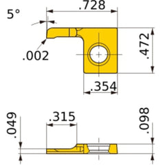 SBAT 3080 B VP15KZ, 2.5 mm Thick, Turning Indexable Insert