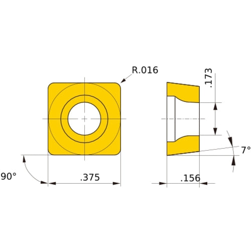SCMT 32.51 MS MP9005, 1/64″ Corner Radius, 5/32″ Thick, 3/8″ Inscribed Circle, Turning Indexable Insert