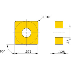 SNGG 321 R NX2525, 1/64″ Corner Radius, 1/8″ Thick, 3/8″ Inscribed Circle, Turning Indexable Insert