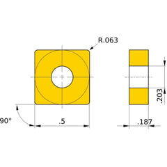 SNMG 434 RM MP7035, 1.6 mm Corner Radius, 4.76 mm Thick, 12.7 mm Inscribed Circle, Turning Indexable Insert