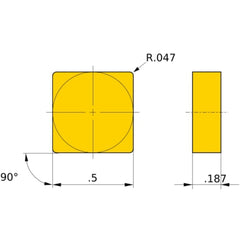 SNMN 433 flat_top UC5115, 1.2 mm Corner Radius, 4.76 mm Thick, 12.7 mm Inscribed Circle, Turning Indexable Insert