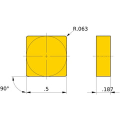 SNMN 434 flat_top UC5105, 1.6 mm Corner Radius, 4.76 mm Thick, 12.7 mm Inscribed Circle, Turning Indexable Insert