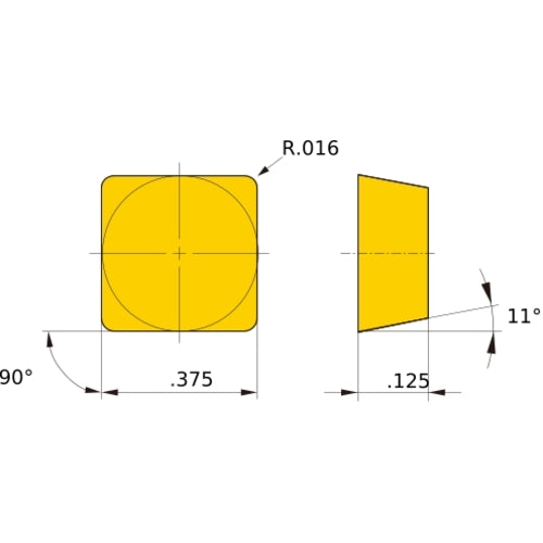 SPGN 321 flat_top UTi20T, 0.4 mm Corner Radius, 3.18 mm Thick, 9.525 mm Inscribed Circle, Turning Indexable Insert