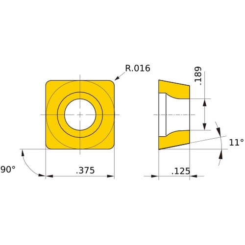 SPGX 321 flat_top NX2525, 1/64″ Corner Radius, 1/8″ Thick, 3/8″ Inscribed Circle, Turning Indexable Insert