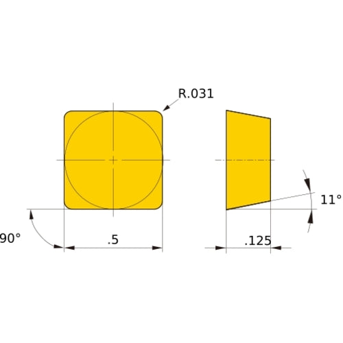 SPMN 422 flat_top UP20M, 1/32″ Corner Radius, 1/8″ Thick, 1/2″ Inscribed Circle, Turning Indexable Insert