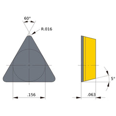 TBG 1.211 flat_top MB710, 1/64″ Corner Radius, 1/16″ Thick, 3.97 Inscribed Circle, Turning Indexable Insert