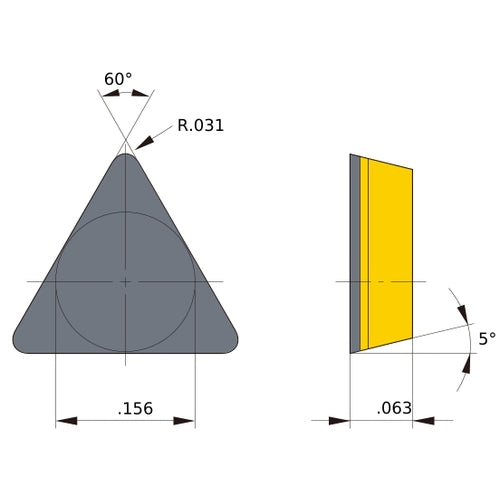TBG 1.212 flat_top MB710, 1/32″ Corner Radius, 1/16″ Thick, 3.97 Inscribed Circle, Turning Indexable Insert