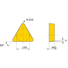 TCG 1.211 flat_top HTi10, 1/64″ Corner Radius, 1/16″ Thick, 3.97 Inscribed Circle, Turning Indexable Insert