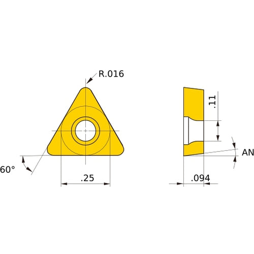 TCMT 21.51 MK MC5015, 0.4 mm Corner Radius, 2.38 mm Thick, 6.35 mm Inscribed Circle, Turning Indexable Insert