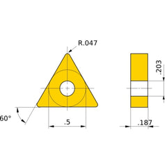 TNGA 433 flat_top MB710, 1.2 mm Corner Radius, 4.76 mm Thick, 12.7 mm Inscribed Circle, Turning Indexable Insert
