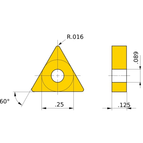 TNGG 221 R NX3035, 1/64″ Corner Radius, 1/8″ Thick, 1/4″ Inscribed Circle, Turning Indexable Insert
