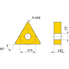 TNMG 330.5 FH UE6110, 0.2 mm Corner Radius, 4.76 mm Thick, 9.525 mm Inscribed Circle, Turning Indexable Insert