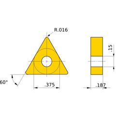 TNMG 331 SH MC6025, 0.4 mm Corner Radius, 4.76 mm Thick, 9.525 mm Inscribed Circle, Turning Indexable Insert