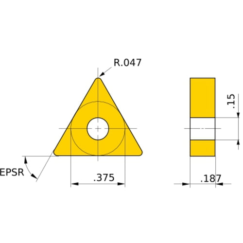 TNMX 333 MW UE6105, 1.2 mm Corner Radius, 4.76 mm Thick, 9.525 mm Inscribed Circle, Turning Indexable Insert