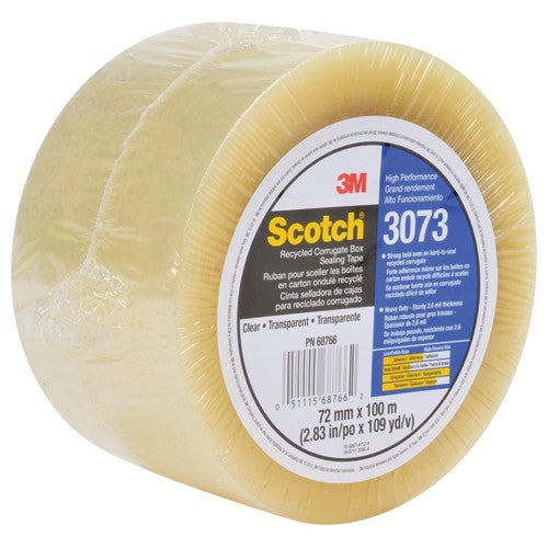 Scotch Recycled Corrugate Box Sealing Tape 3073 Clear 72 mm × 100 m - Industrial Tool & Supply