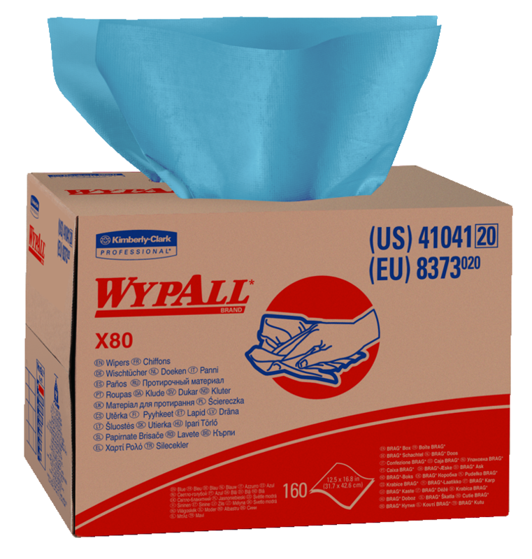12.5 x 16.8'' - Package of 160 - WypAll X80 Brag Box - Industrial Tool & Supply
