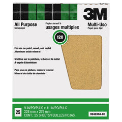3M Pro-Pak Aluminum Oxide Sheets for Paint and Rust Removal 9″ × 11″ 120 grit Open Stock - Industrial Tool & Supply