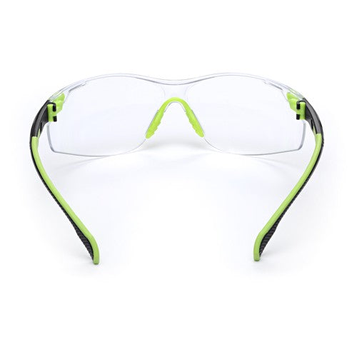 3M Solus 1000-Series Safety Glasses S1201SGAF Green/Black Clear Scotchgard Anti-Fog Lens - Industrial Tool & Supply
