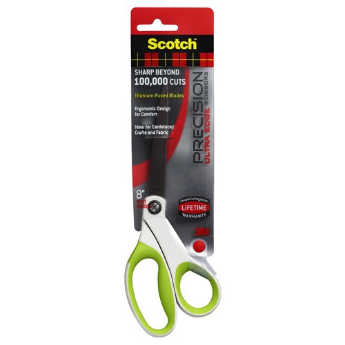 Scotch Precision Ultra Edge 8″ Bent Scissor 1458TBG Green - Industrial Tool & Supply